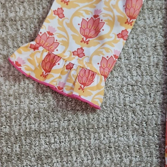 Shrimp And Grits Kids Orange Ruffle Long Sleeve Dress Size 10 - Picture 4 of 5